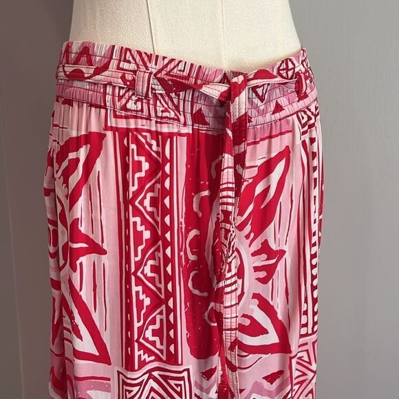Rachel Zoe NWT boho red pink wide leg pant - M - Picture 2 of 8
